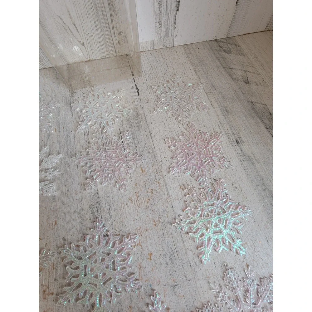 Vintage iridescent snowflake glitter ornament Xmas set Unique Home decor